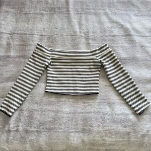 Zara Black and White Striped Crop Top, Size S